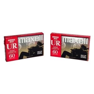 Lot Of 2 Maxell UR-60 Normal Bias Audio Cassette Tapes (60 min)NEW Sealed Single